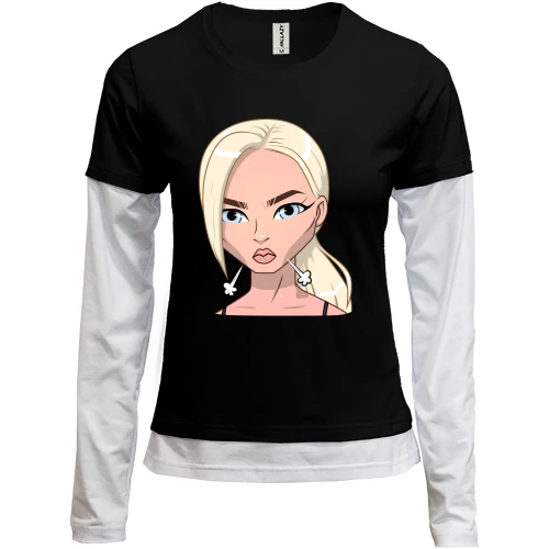 Женский лонгслив Комби Art. Blonde angry