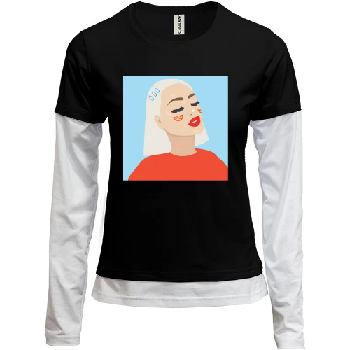 Женский лонгслив Комби Blonde portrait art