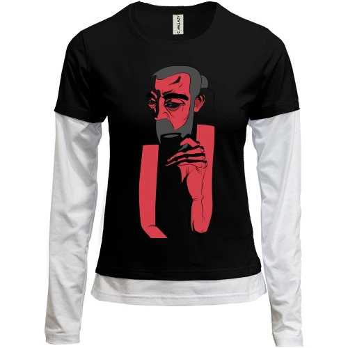Женский лонгслив Комби Red man portrait art