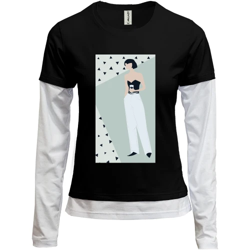 Женский лонгслив Комби Brunette in white pants