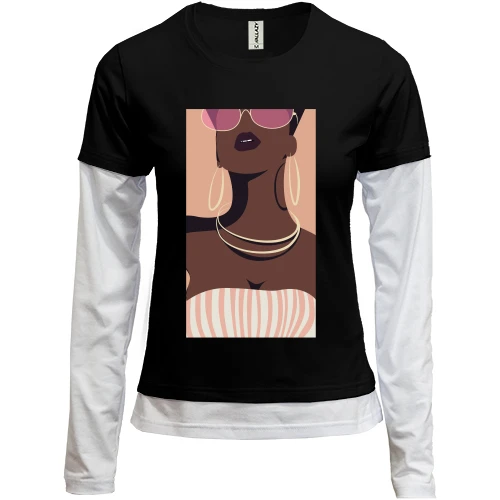 Женский лонгслив Комби Black girl with glasses