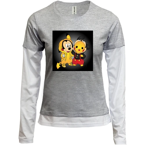 Женский лонгслив Комби Mickey mouse and pikachu