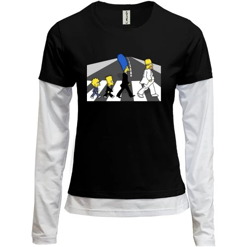 Жіночий лонгслів Комбі, Чорний, Simpsons black and white