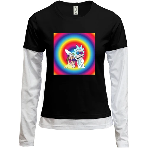 Женский лонгслив Комби Rick and Morty rainbow