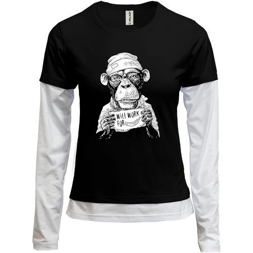 Женский лонгслив Комби I will work for bananas