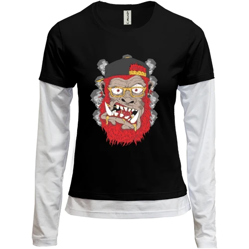 Женский лонгслив Комби Gorilla with red beard