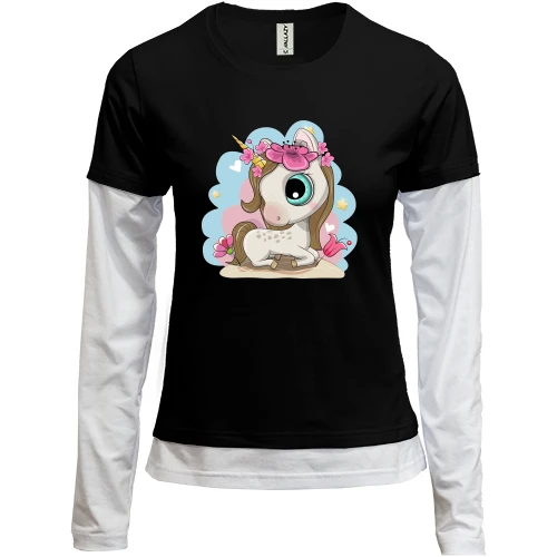 Женский лонгслив Комби Baby unicorn