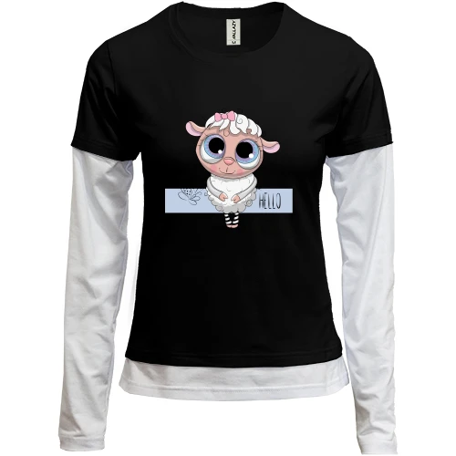 Женский лонгслив Комби Baby sheep hello