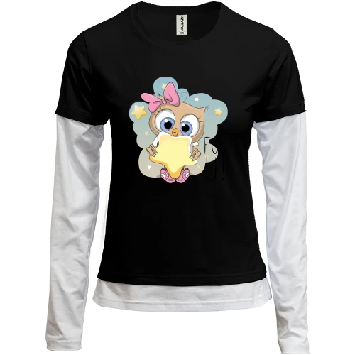 Женский лонгслив Комби Baby owl with a star