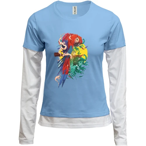 Женский лонгслив Комби Parrot bright art