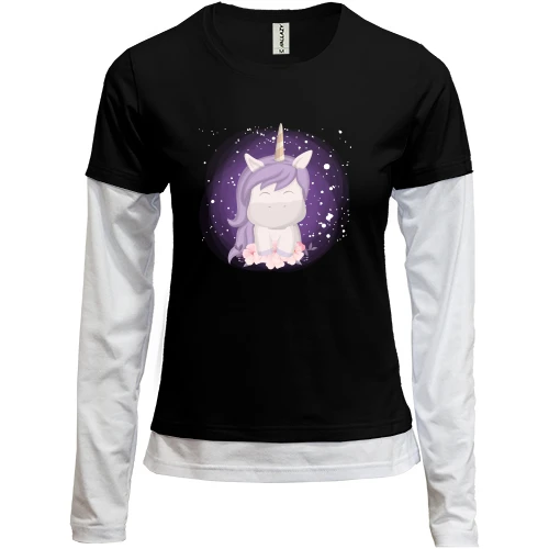 Женский лонгслив Комби Baby unicorn purple