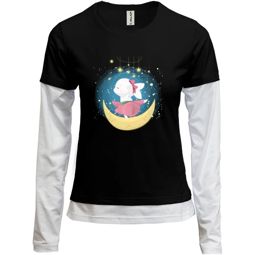 Женский лонгслив Комби Baby rabbit on the moon