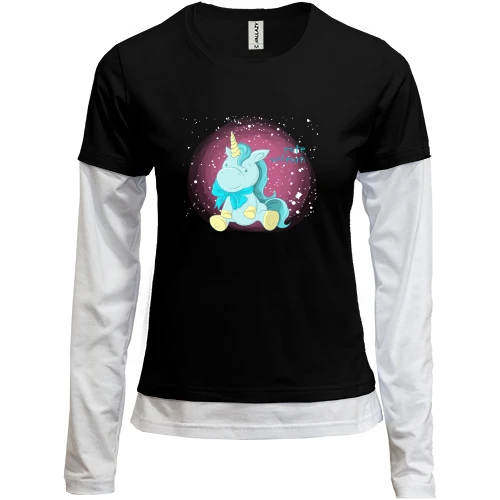 Женский лонгслив Комби Baby unicorn blue