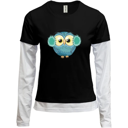 Женский лонгслив Комби Owl in headphones