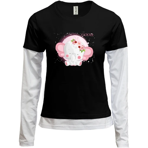 Женский лонгслив Комби Baby elephant pink