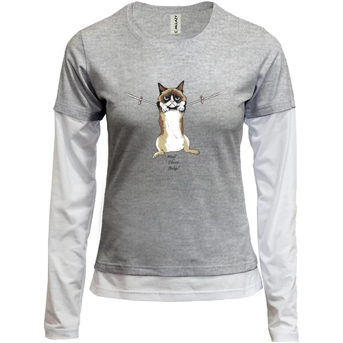 Женский лонгслив Комби Hand is there baby. Cat