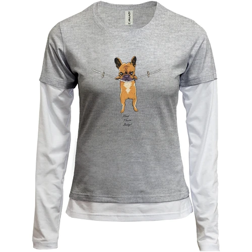 Женский лонгслив Комби Hand is there baby. Dog