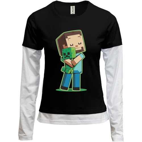 Женский лонгслив Комби Minecraft Boy with green doll