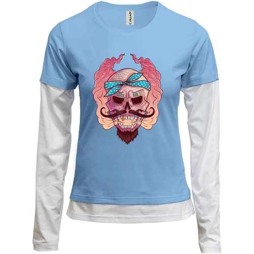Женский лонгслив Комби Skull with mustache