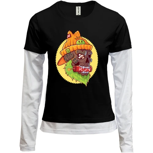 Женский лонгслив Комби Skull with dynamite