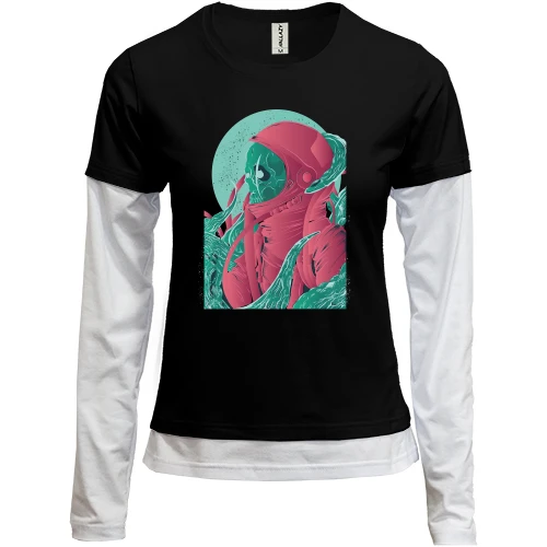 Женский лонгслив Комби Astronaut Skull