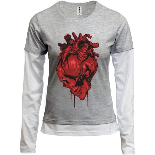 Женский лонгслив Комби Skull Heart