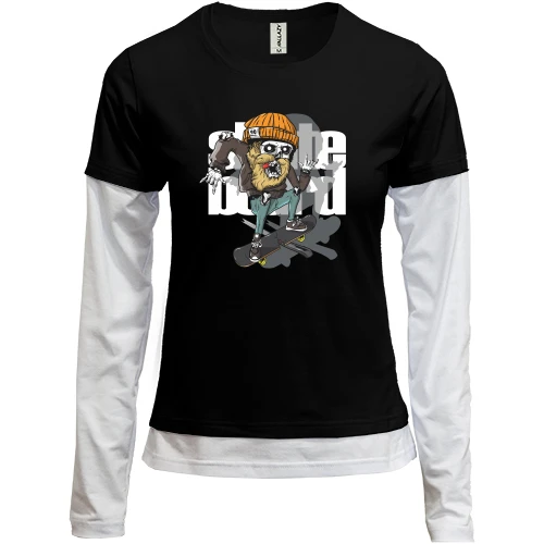 Женский лонгслив Комби Skull on a skateboard