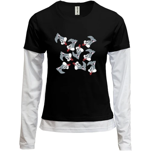 Женский лонгслив Комби Bugs bunny pattern