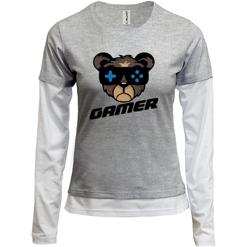 Женский лонгслив Комби Bear gamer