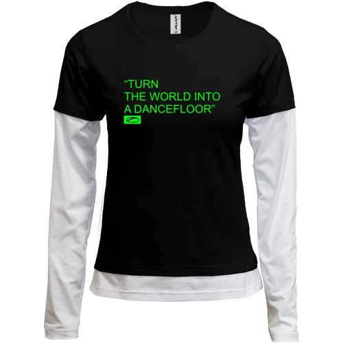 Женский лонгслив Комби Turn the world into a dancefloor000