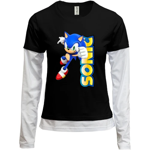 Женский лонгслив Комби, Черный, SONIC