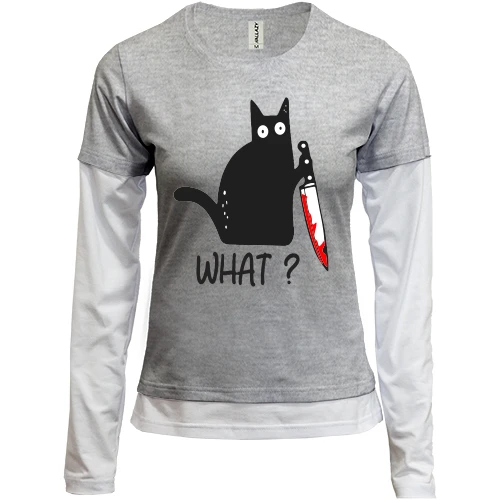 Женский лонгслив Комби What cat