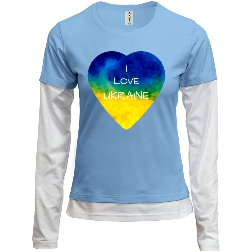 Женский лонгслив Комби "I love Ukraine" на сердце