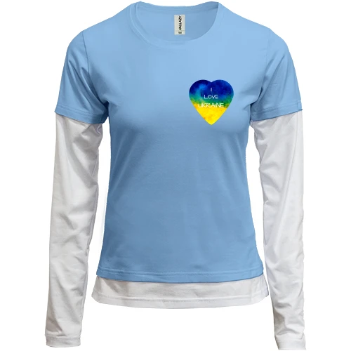 Женский лонгслив Комби "I love Ukraine" на сердце (мини)