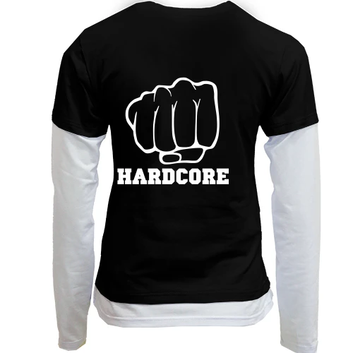 Женский лонгслив Комби, черный, с кулаком и надписью Hardcore