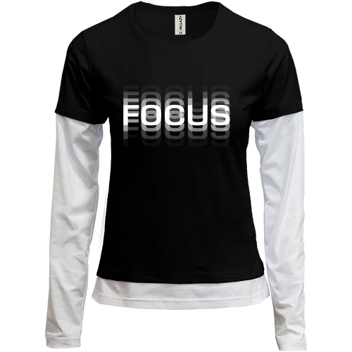 Женский лонгслив Комби, Черный, пьяный Focus