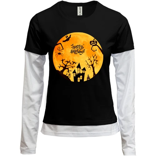 Женский лонгслив Комби с ужастиками Happy Halloween