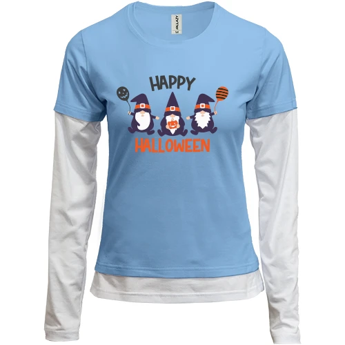 Женский лонгслив Комби с гномами "Happy Halloween"