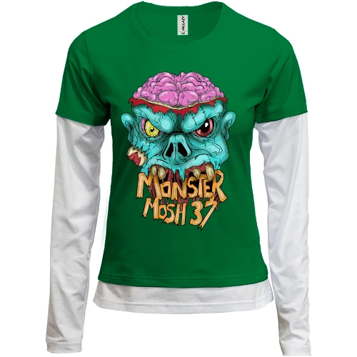Женский лонгслив Комби с монстром "Monster Mosh 37"