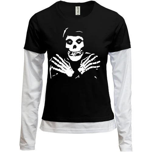 Женский лонгслив Комби, черный, The Misfits (скелет)