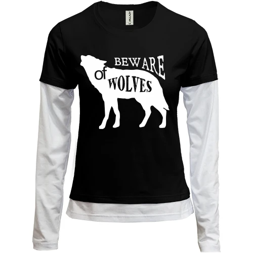 Женский лонгслив Комби beware of wolves