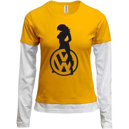 Жіночий лонгслів Комбі Volkswagen (лого з дівчиною)
