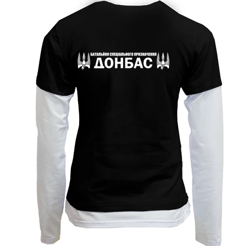 Женский лонгслив Комби, Черный, с эмблемой батальена Донбасс (2 стороны)