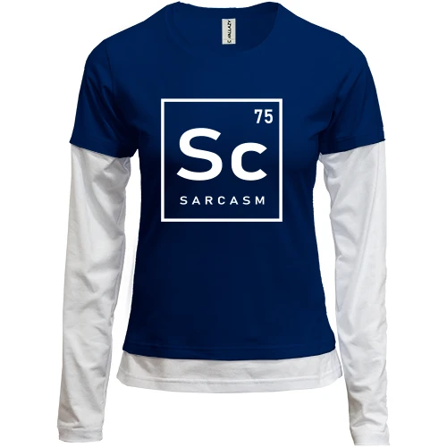 Женский лонгслив Комби, Синий, Sc (SARCASM)