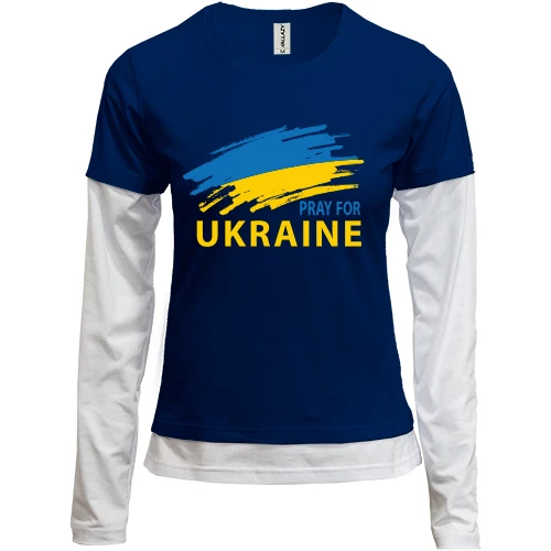 Женский лонгслив Комби с надписью «Pray for Ukraine»
