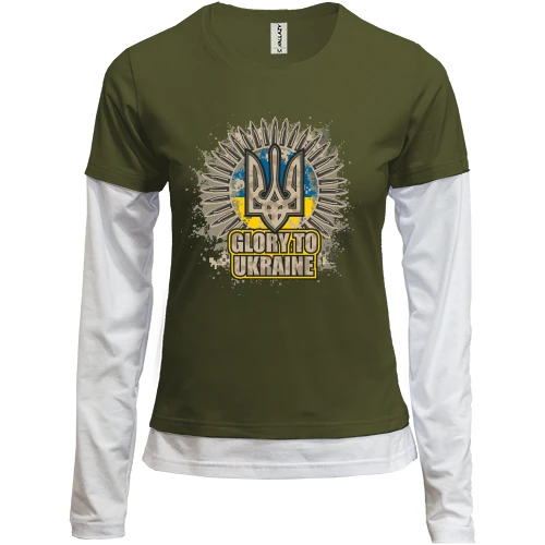 Женский лонгслив Комби Glory to Ukraine (с патронами)