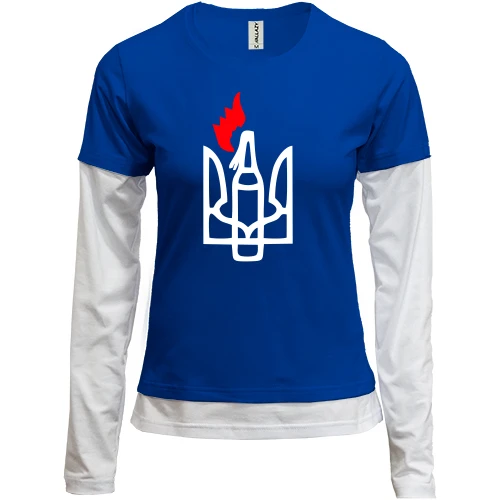 Женский лонгслив Комби Тризуб с коктейлем Молотова