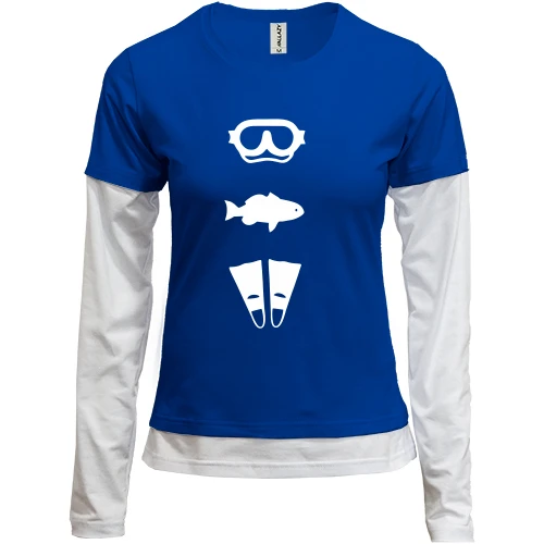 Женский лонгслив Комби, синий, ICONSPEAK the diver story