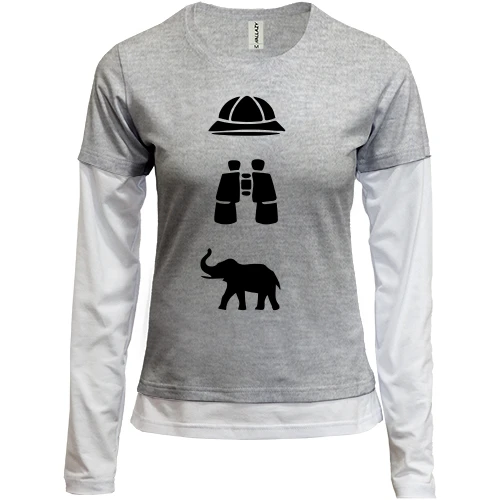 Женский лонгслив Комби, синий, ICONSPEAK the safari story