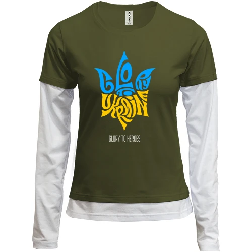 Женский лонгслив Комби Love Ukraine - Glory to heroes